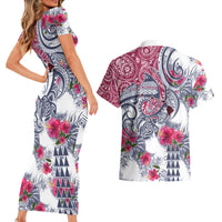Hawaii Kakau Mix Paisley Pattern Couples Matching Short Sleeve Bodycon Dress and Hawaiian Shirt Polynesian Tropical Unique Style - Wonder Print Shop