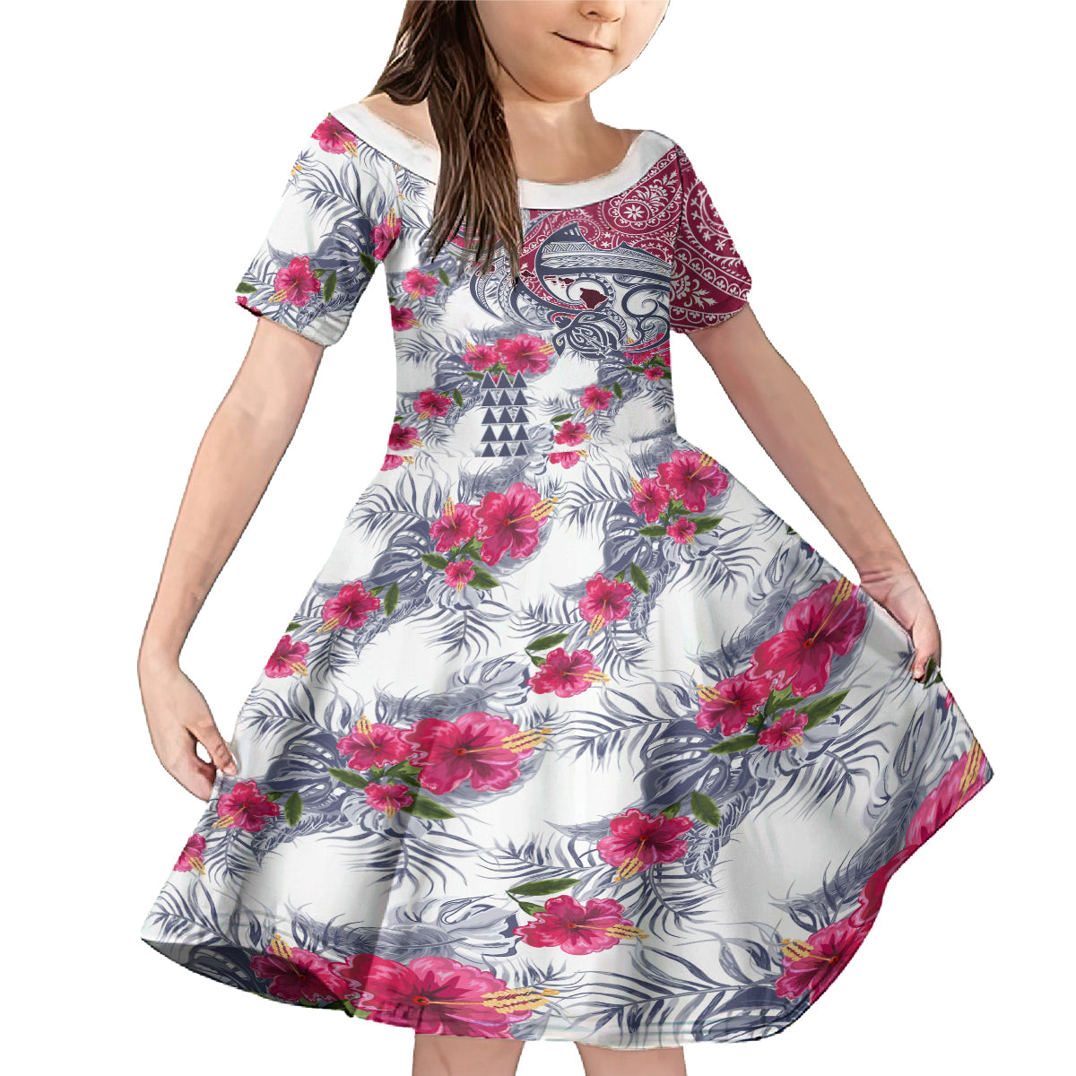 Hawaii Kakau Mix Paisley Pattern Family Matching Mermaid Dress and Hawaiian Shirt Polynesian Tropical Unique Style - Wonder Print Shop