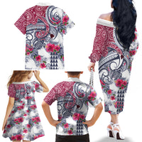 Hawaii Kakau Mix Paisley Pattern Family Matching Off Shoulder Long Sleeve Dress and Hawaiian Shirt Polynesian Tropical Unique Style - Wonder Print Shop