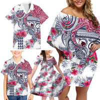 Hawaii Kakau Mix Paisley Pattern Family Matching Off Shoulder Short Dress and Hawaiian Shirt Polynesian Tropical Unique Style - Wonder Print Shop