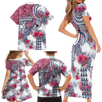 Hawaii Kakau Mix Paisley Pattern Family Matching Short Sleeve Bodycon Dress and Hawaiian Shirt Polynesian Tropical Unique Style - Wonder Print Shop