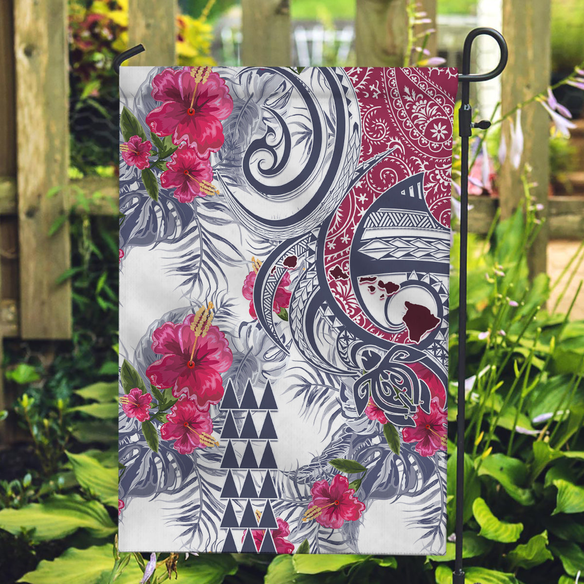 Hawaii Kakau Mix Paisley Pattern Garden Flag Polynesian Tropical Unique Style - Wonder Print Shop