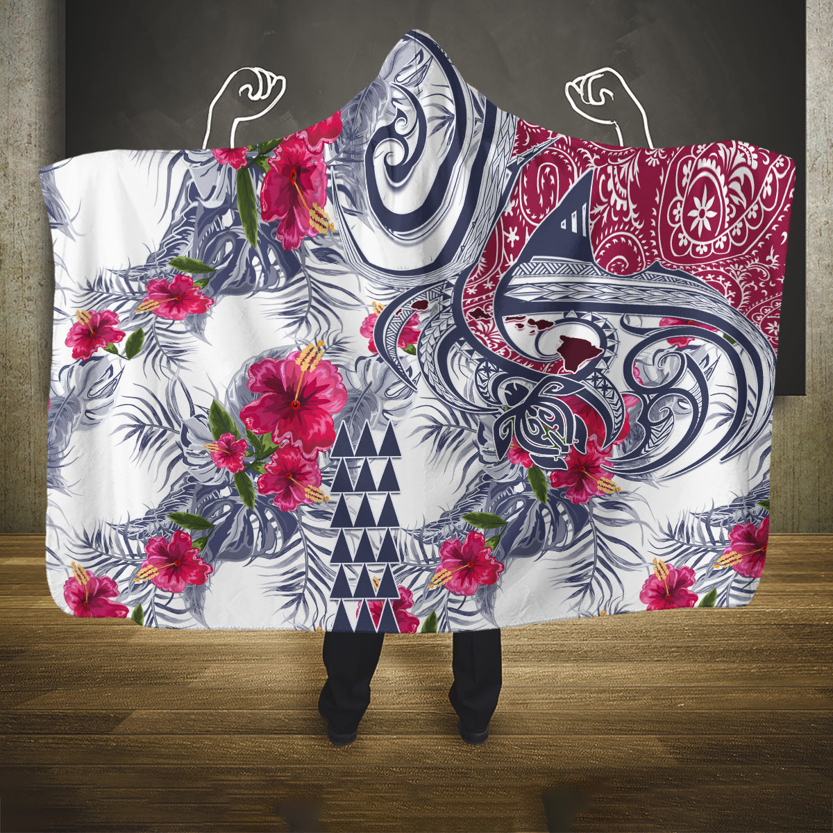 hawaii-kakau-mix-paisley-pattern-hooded-blanket-polynesian-tropical-unique-style