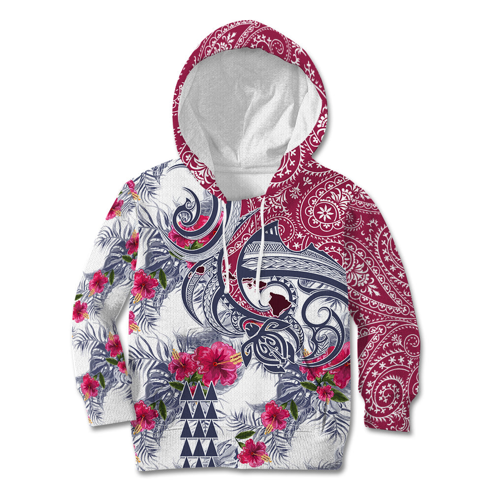 Hawaii Kakau Mix Paisley Pattern Kid Hoodie Polynesian Tropical Unique Style - Wonder Print Shop