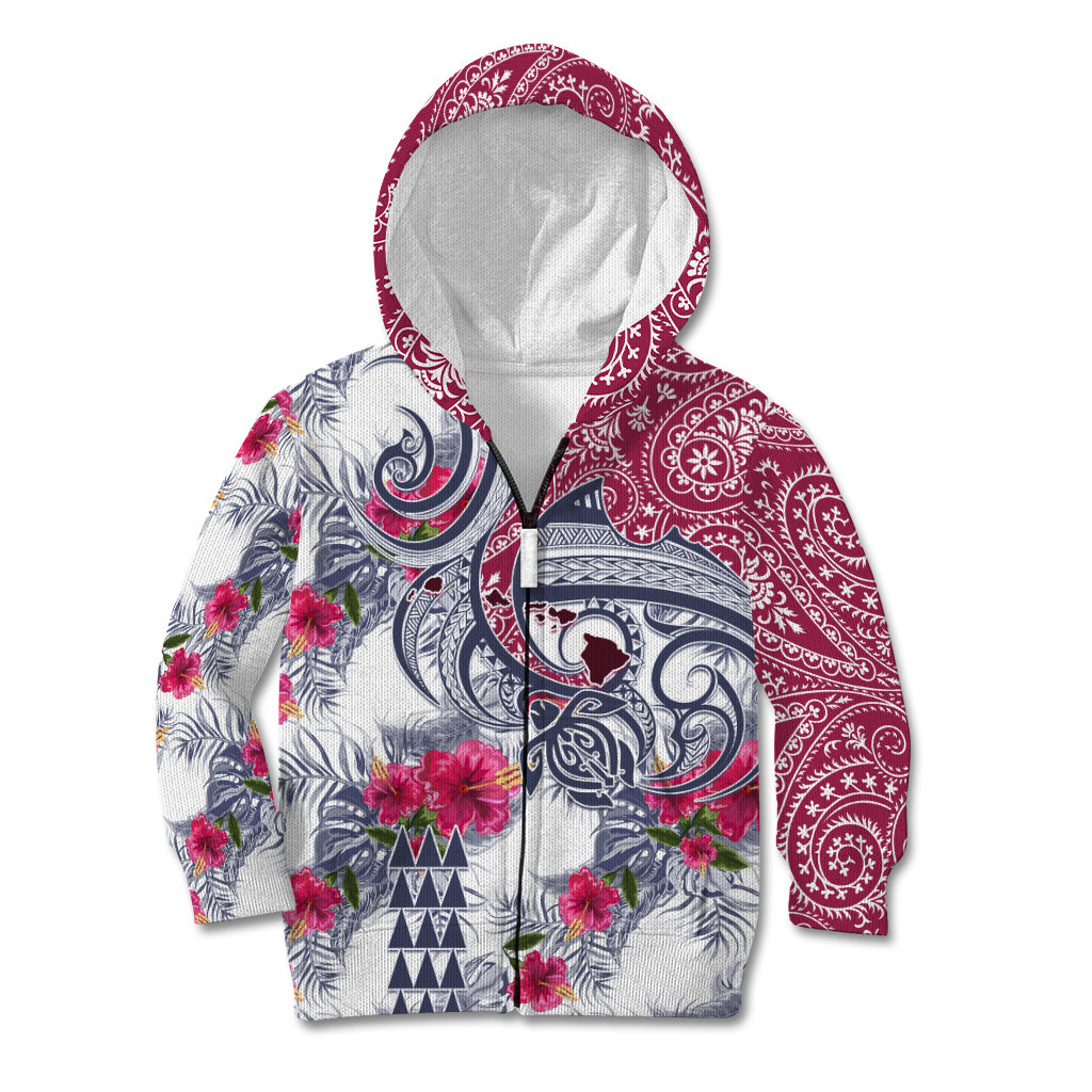 Hawaii Kakau Mix Paisley Pattern Kid Hoodie Polynesian Tropical Unique Style - Wonder Print Shop