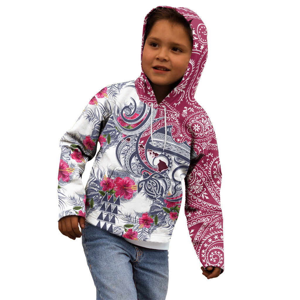Hawaii Kakau Mix Paisley Pattern Kid Hoodie Polynesian Tropical Unique Style - Wonder Print Shop