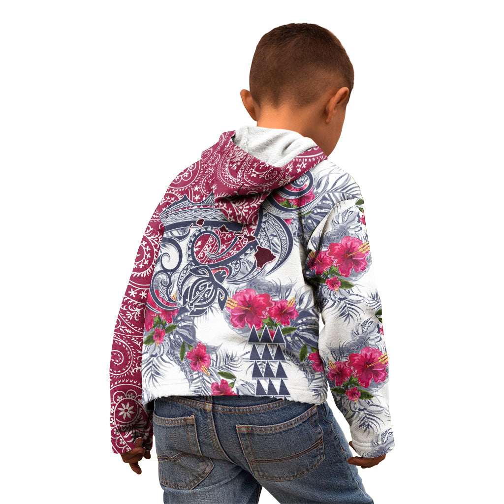 Hawaii Kakau Mix Paisley Pattern Kid Hoodie Polynesian Tropical Unique Style - Wonder Print Shop