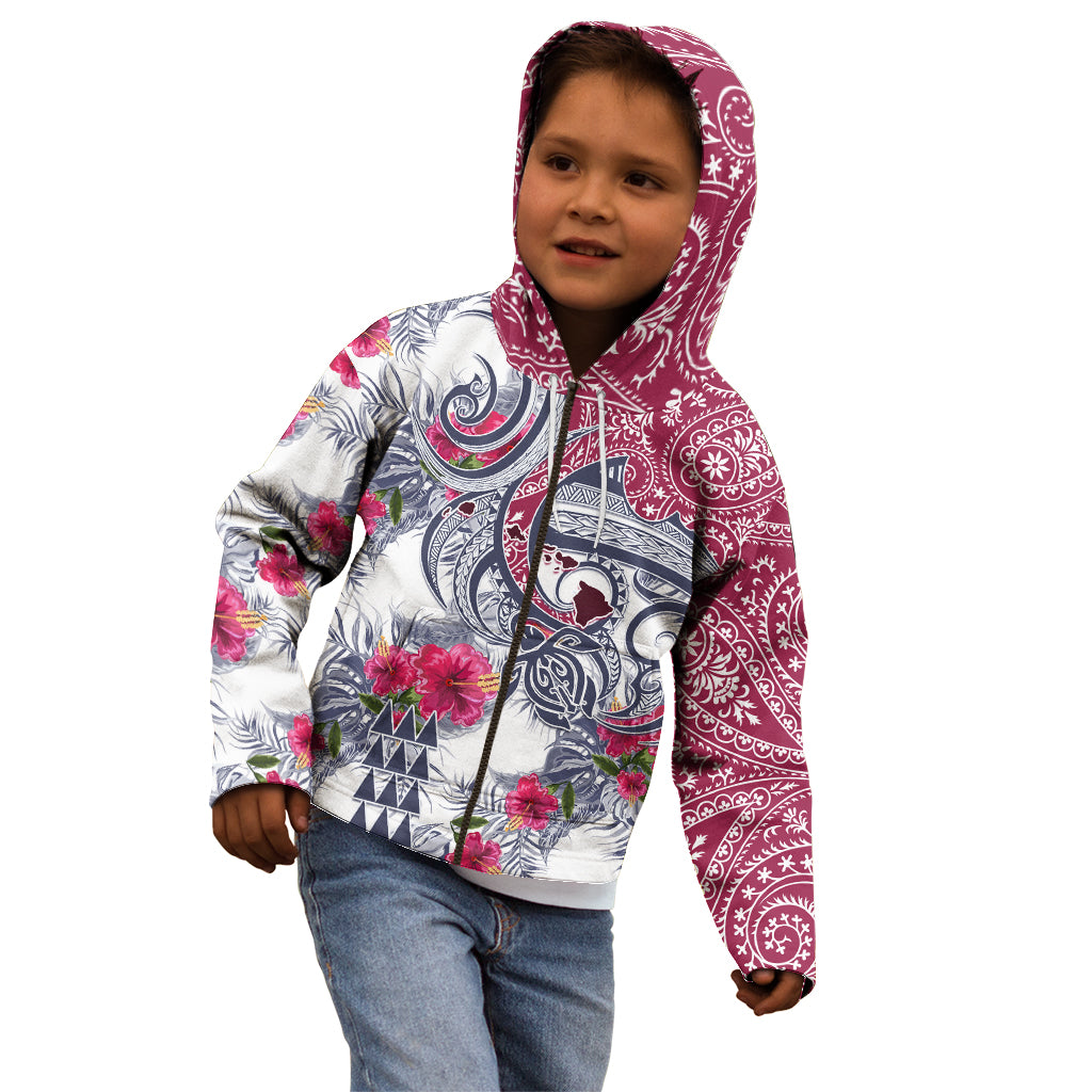 Hawaii Kakau Mix Paisley Pattern Kid Hoodie Polynesian Tropical Unique Style - Wonder Print Shop