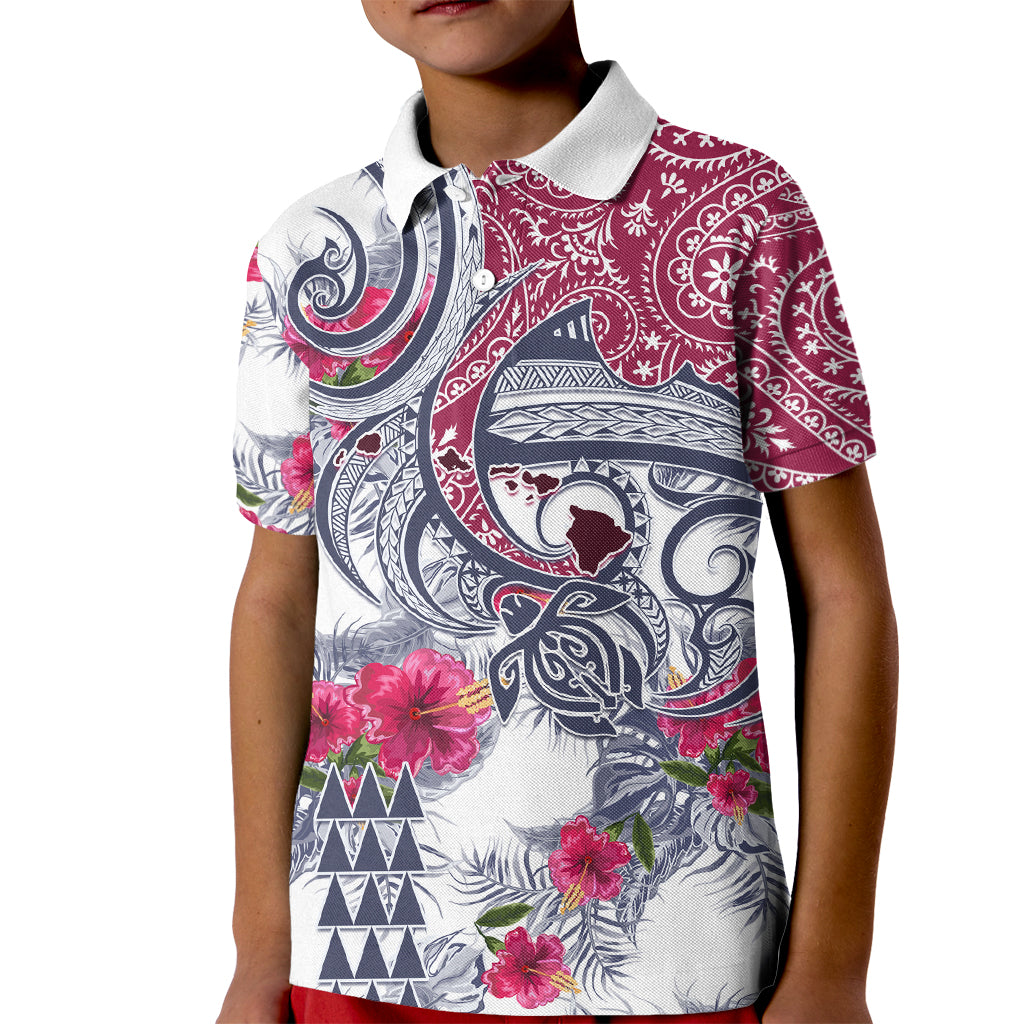 Hawaii Kakau Mix Paisley Pattern Kid Polo Shirt Polynesian Tropical Unique Style - Wonder Print Shop