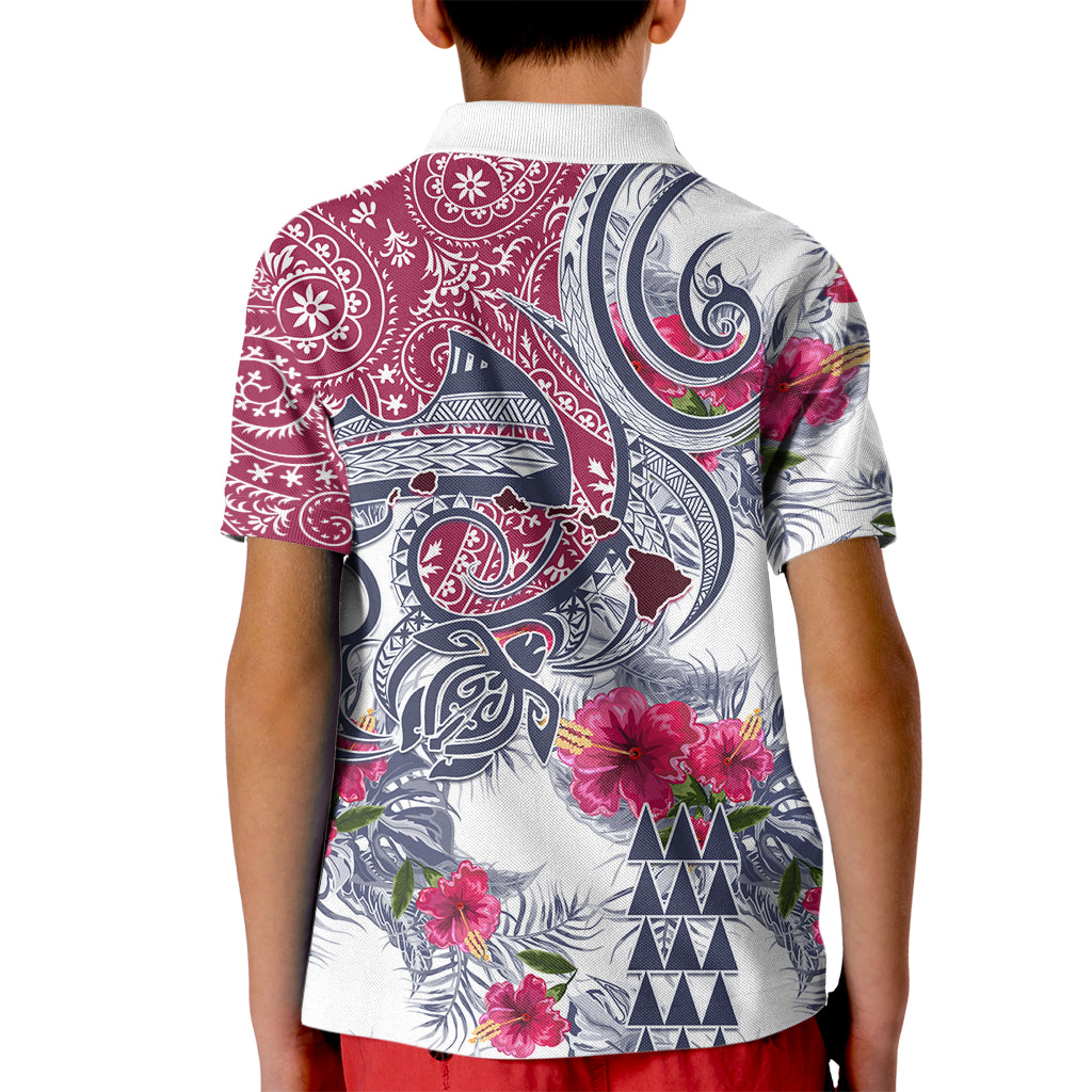 Hawaii Kakau Mix Paisley Pattern Kid Polo Shirt Polynesian Tropical Unique Style - Wonder Print Shop