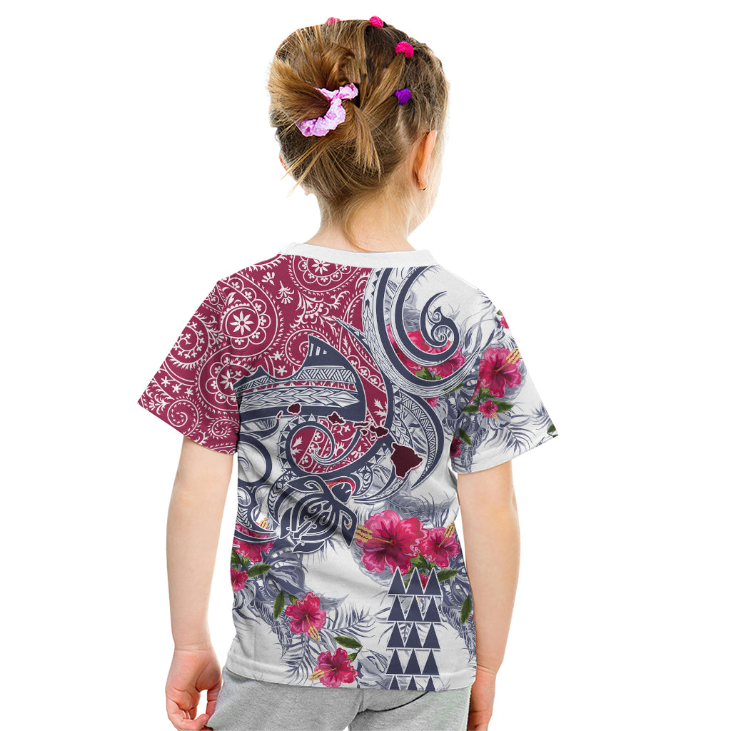 Hawaii Kakau Mix Paisley Pattern Kid T Shirt Polynesian Tropical Unique Style - Wonder Print Shop