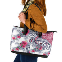 Hawaii Kakau Mix Paisley Pattern Leather Tote Bag Polynesian Tropical Unique Style - Wonder Print Shop