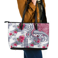 Hawaii Kakau Mix Paisley Pattern Leather Tote Bag Polynesian Tropical Unique Style - Wonder Print Shop