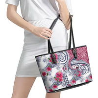 Hawaii Kakau Mix Paisley Pattern Leather Tote Bag Polynesian Tropical Unique Style - Wonder Print Shop
