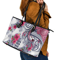 Hawaii Kakau Mix Paisley Pattern Leather Tote Bag Polynesian Tropical Unique Style - Wonder Print Shop