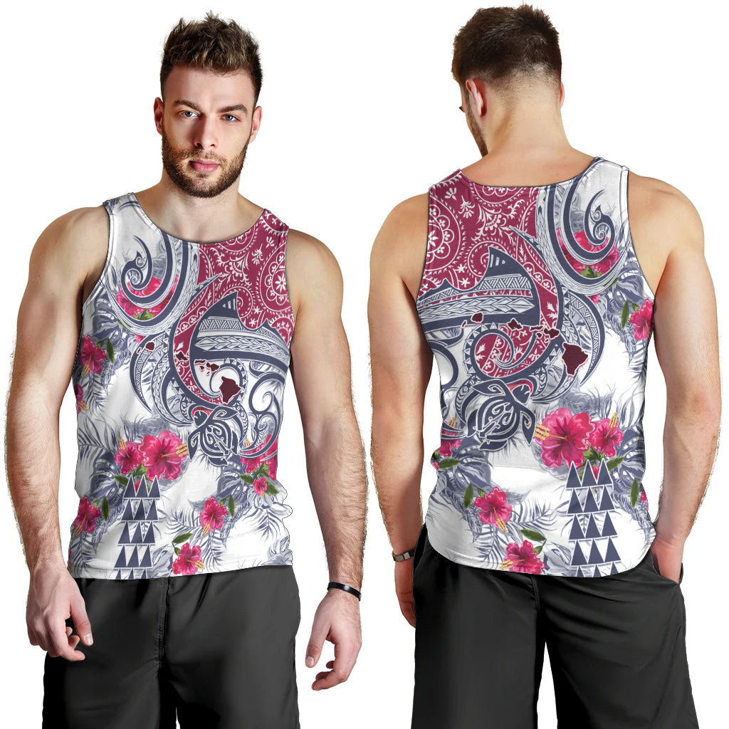 Hawaii Kakau Mix Paisley Pattern Men Tank Top Polynesian Tropical Unique Style - Wonder Print Shop