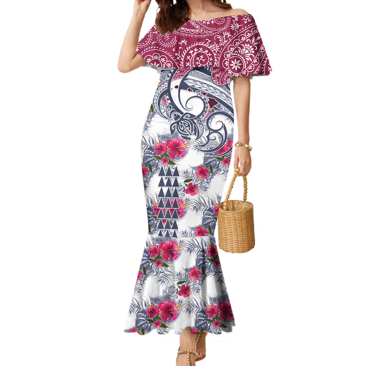 Hawaii Kakau Mix Paisley Pattern Mermaid Dress Polynesian Tropical Unique Style - Wonder Print Shop