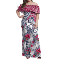 Hawaii Kakau Mix Paisley Pattern Off Shoulder Maxi Dress Polynesian Tropical Unique Style - Wonder Print Shop