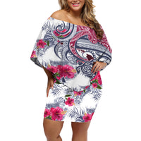 Hawaii Kakau Mix Paisley Pattern Off Shoulder Short Dress Polynesian Tropical Unique Style - Wonder Print Shop