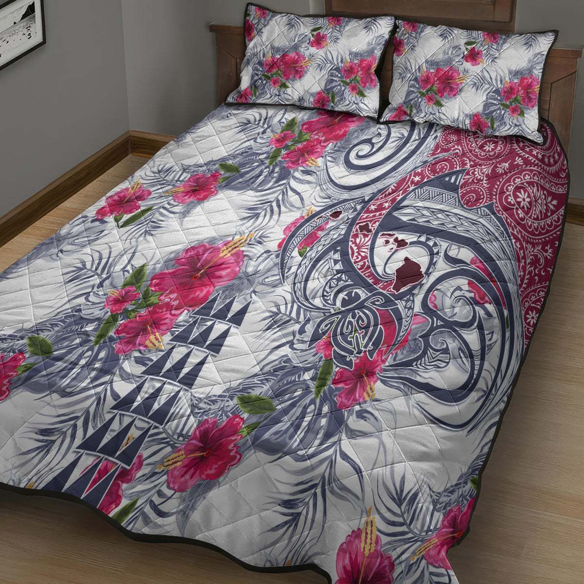 Hawaii Kakau Mix Paisley Pattern Quilt Bed Set Polynesian Tropical Unique Style - Wonder Print Shop