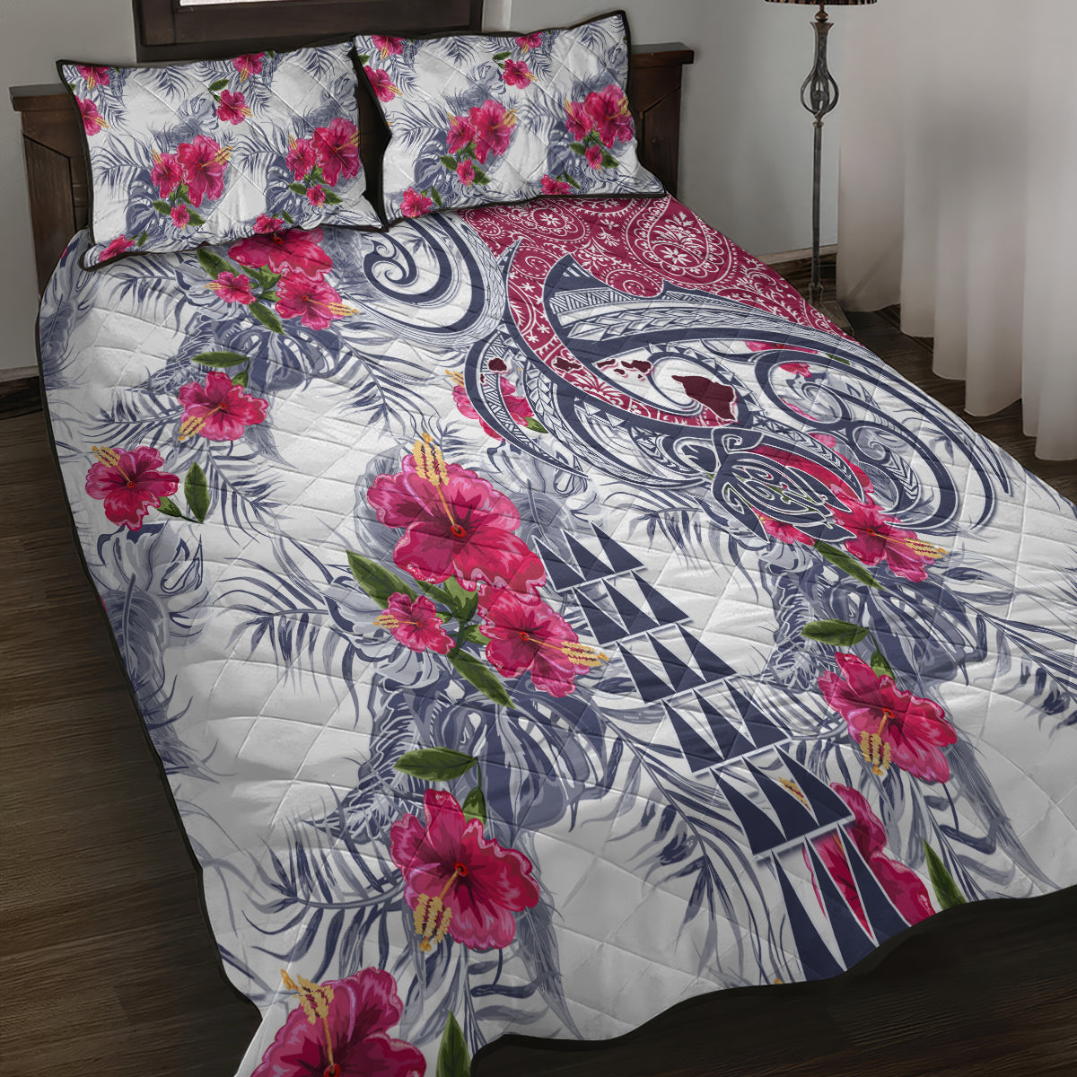 Hawaii Kakau Mix Paisley Pattern Quilt Bed Set Polynesian Tropical Unique Style - Wonder Print Shop