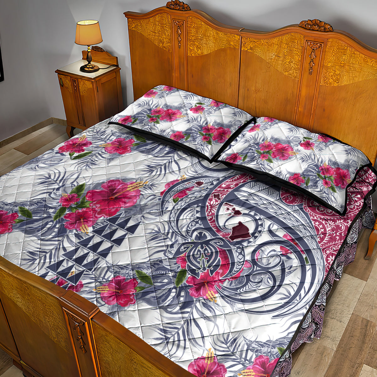 Hawaii Kakau Mix Paisley Pattern Quilt Bed Set Polynesian Tropical Unique Style - Wonder Print Shop