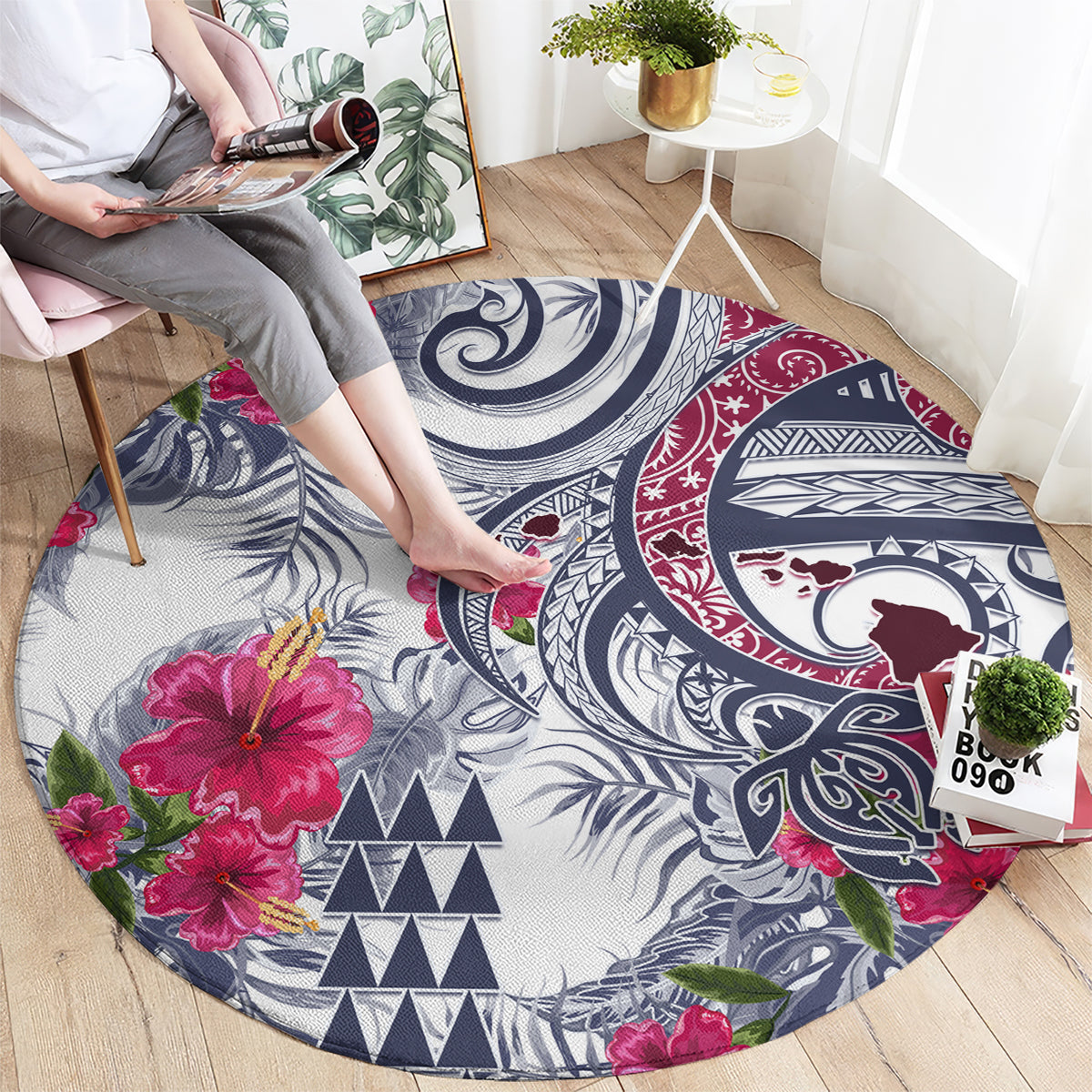 hawaii-kakau-mix-paisley-pattern-round-carpet-polynesian-tropical-unique-style