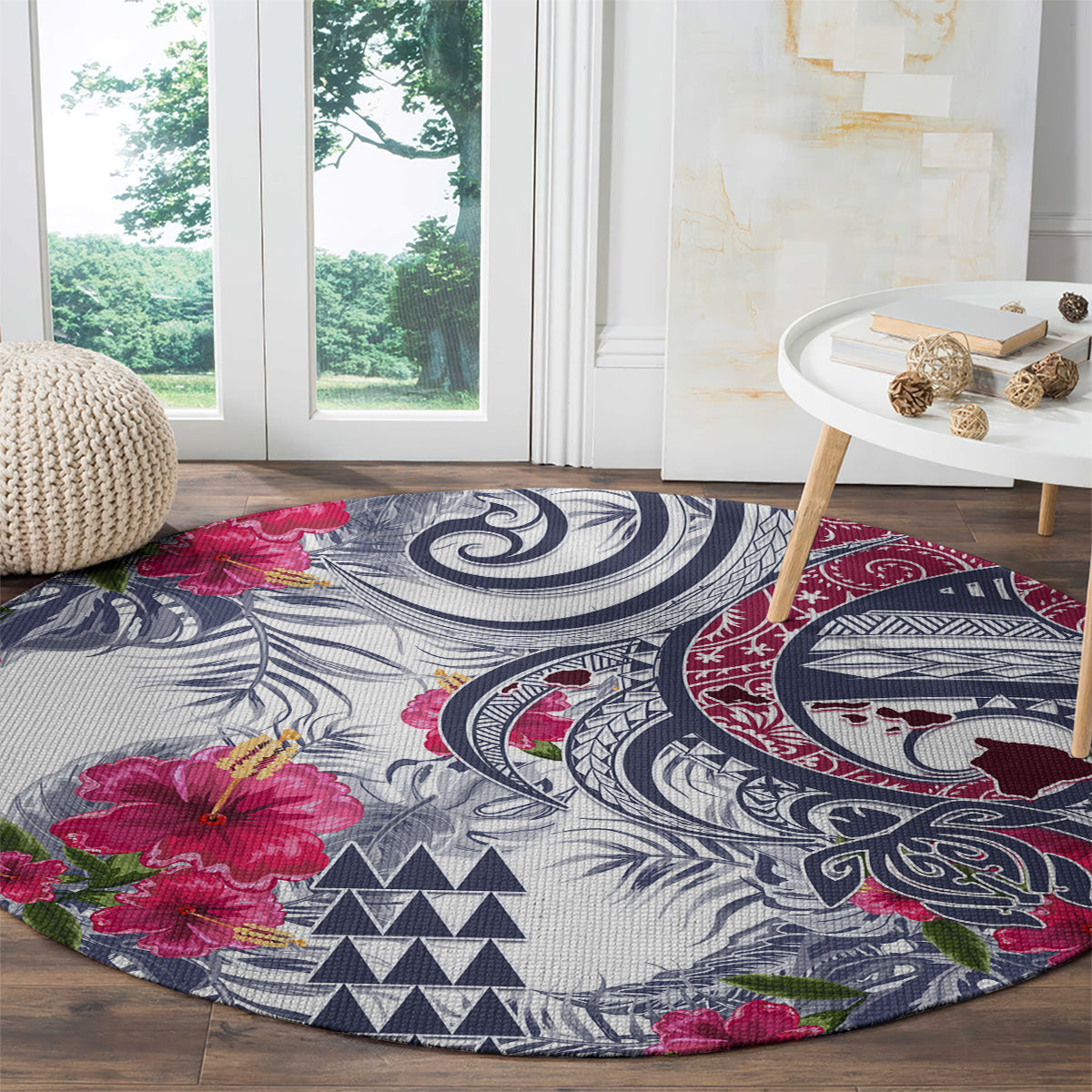 hawaii-kakau-mix-paisley-pattern-round-carpet-polynesian-tropical-unique-style