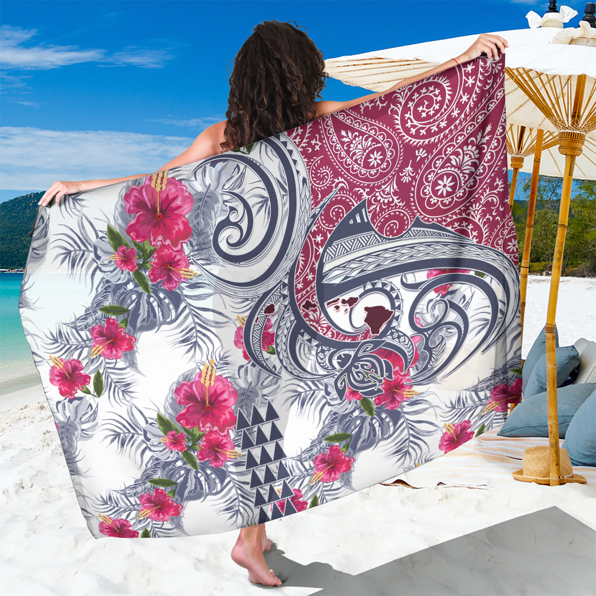 Hawaii Kakau Mix Paisley Pattern Sarong Polynesian Tropical Unique Style - Wonder Print Shop