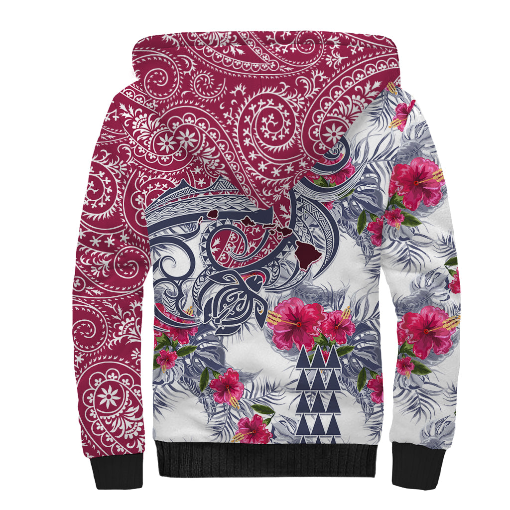 Hawaii Kakau Mix Paisley Pattern Sherpa Hoodie Polynesian Tropical Unique Style - Wonder Print Shop