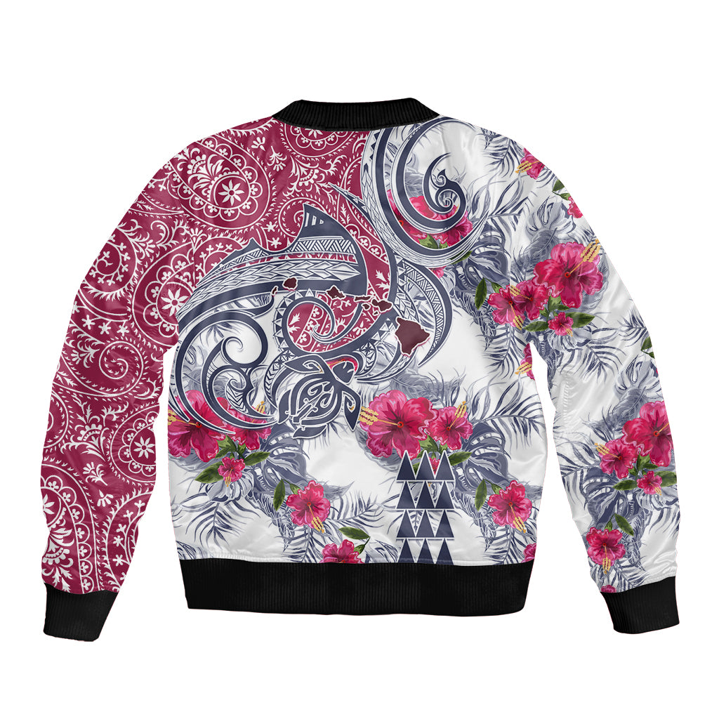 Hawaii Kakau Mix Paisley Pattern Sleeve Zip Bomber Jacket Polynesian Tropical Unique Style - Wonder Print Shop