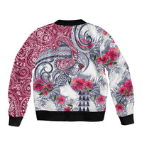 Hawaii Kakau Mix Paisley Pattern Sleeve Zip Bomber Jacket Polynesian Tropical Unique Style - Wonder Print Shop