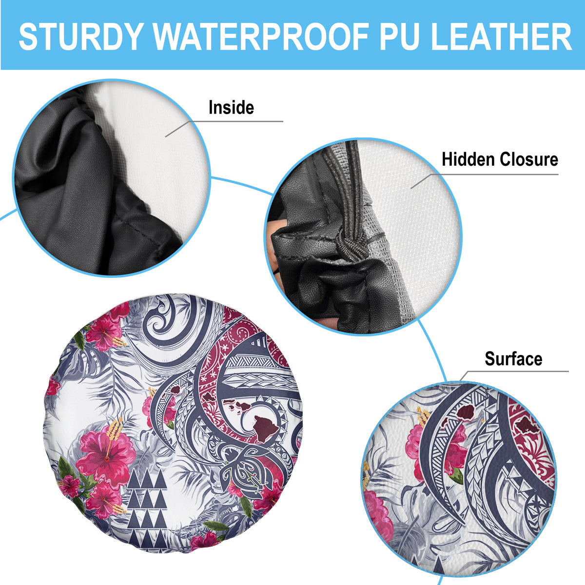 Hawaii Kakau Mix Paisley Pattern Spare Tire Cover Polynesian Tropical Unique Style - Wonder Print Shop