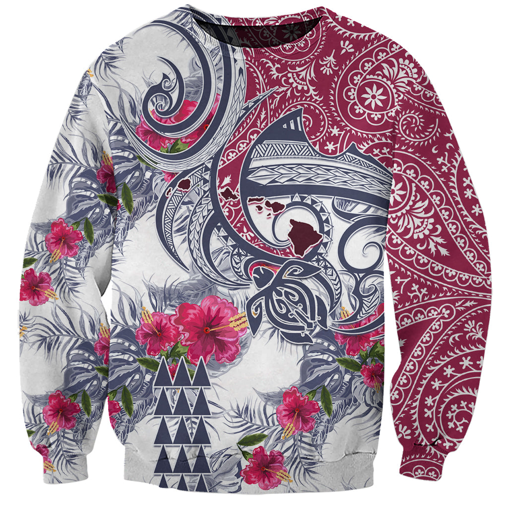 Hawaii Kakau Mix Paisley Pattern Sweatshirt Polynesian Tropical Unique Style - Wonder Print Shop