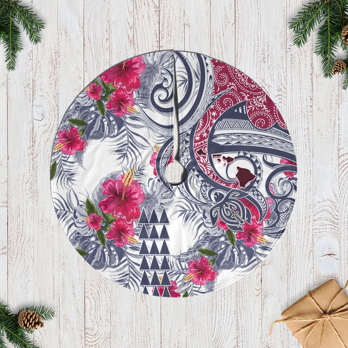 Hawaii Kakau Mix Paisley Pattern Tree Skirt Polynesian Tropical Unique Style - Wonder Print Shop
