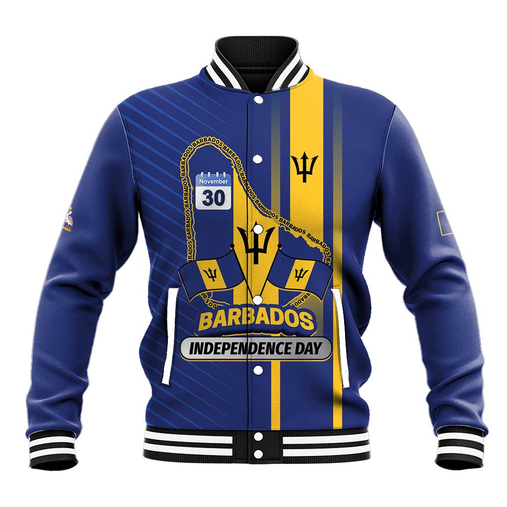 Personalized Barbados 30th November Baseball Jacket Independence Day Flag Map - Wonder Print Shop