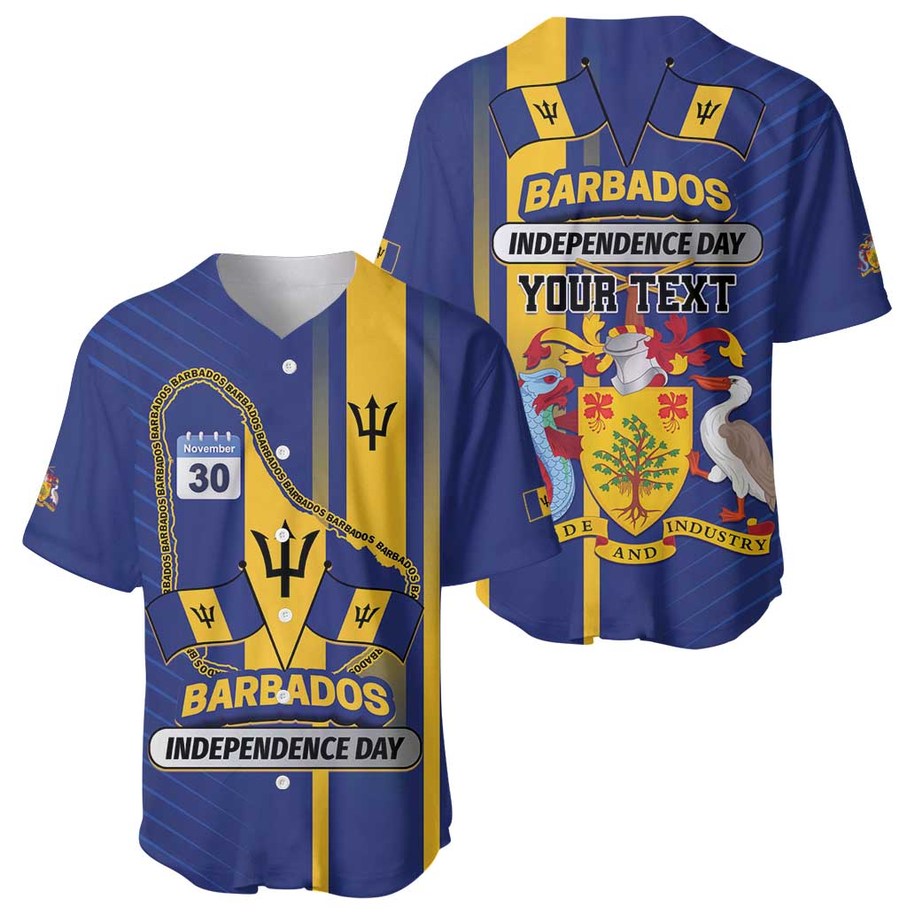 Personalized Barbados 30th November Baseball Jersey Independence Day Flag Map - Wonder Print Shop
