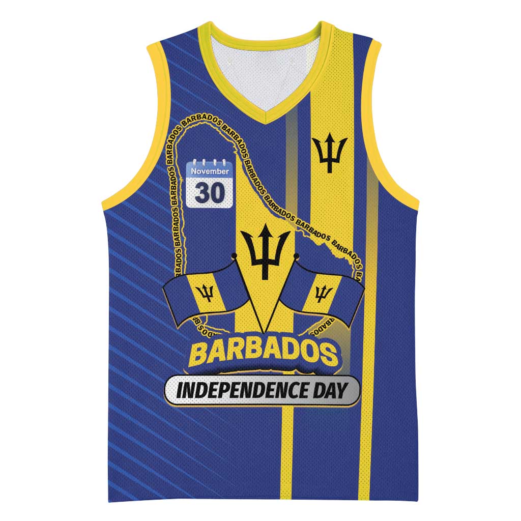 Personalized Barbados 30th November Basketball Jersey Independence Day Flag Map - Wonder Print Shop