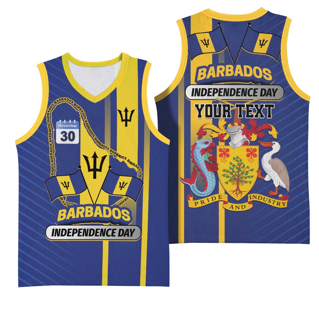 Personalized Barbados 30th November Basketball Jersey Independence Day Flag Map - Wonder Print Shop