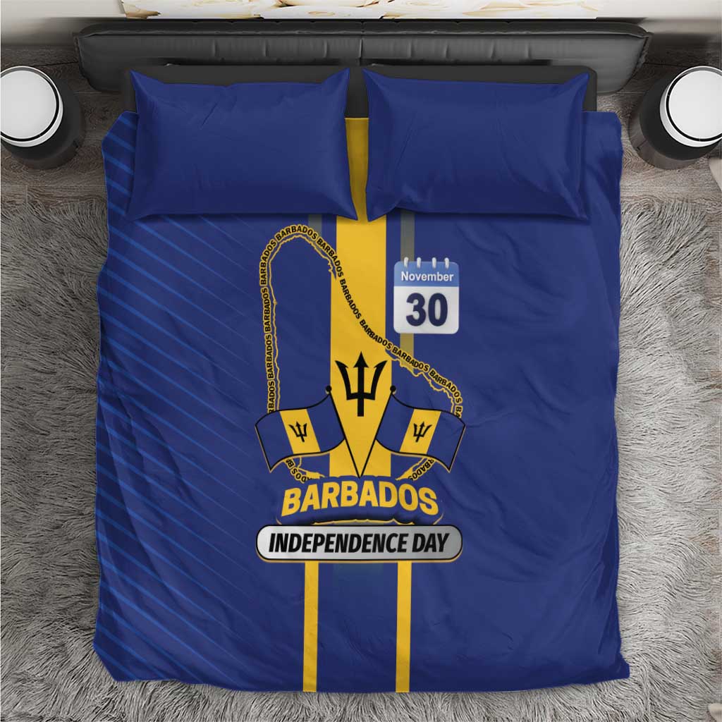 Barbados 30th November Bedding Set Independence Day Flag Map - Wonder Print Shop