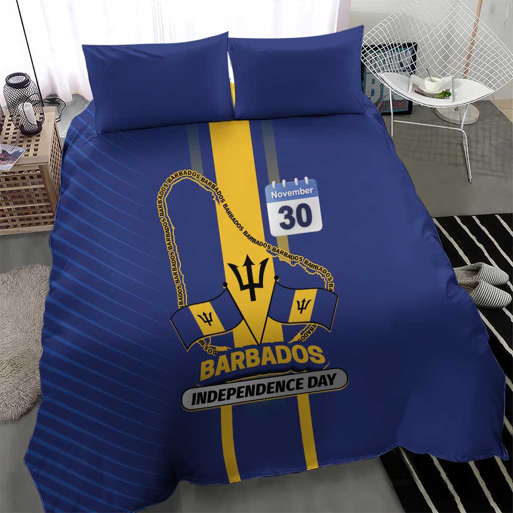 Barbados 30th November Bedding Set Independence Day Flag Map - Wonder Print Shop