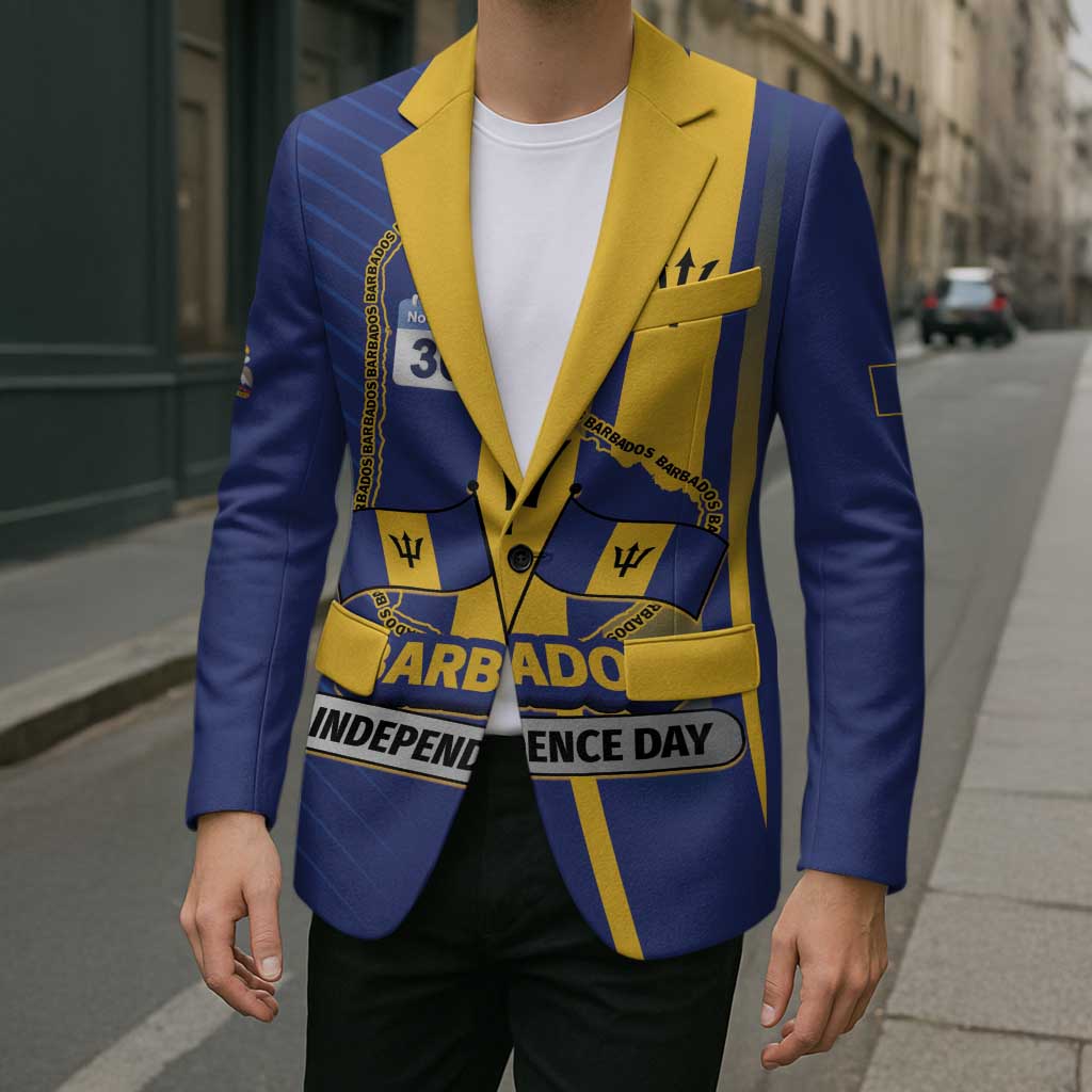 Personalized Barbados 30th November Blazer Independence Day Flag Map - Wonder Print Shop