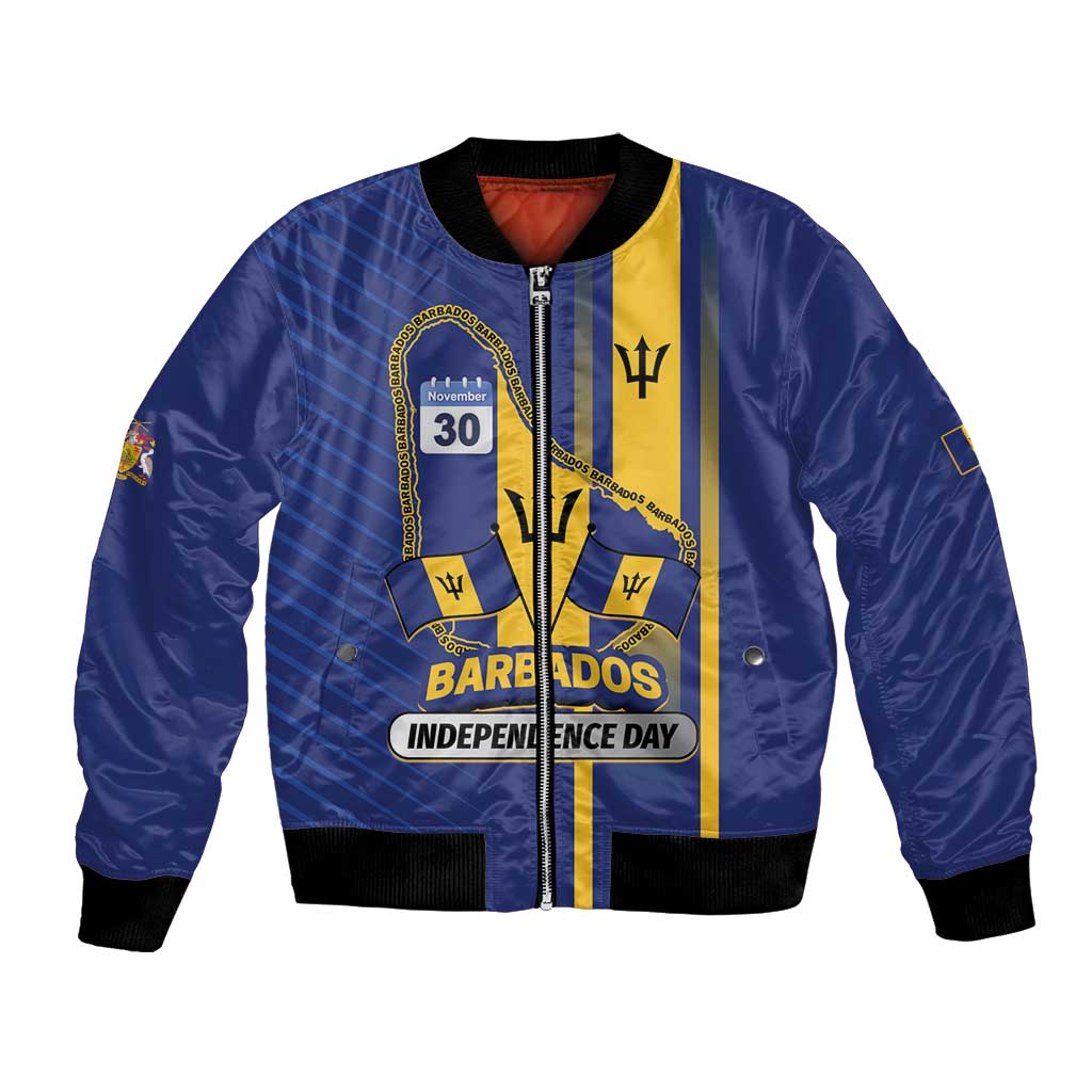 Personalized Barbados 30th November Bomber Jacket Independence Day Flag Map - Wonder Print Shop