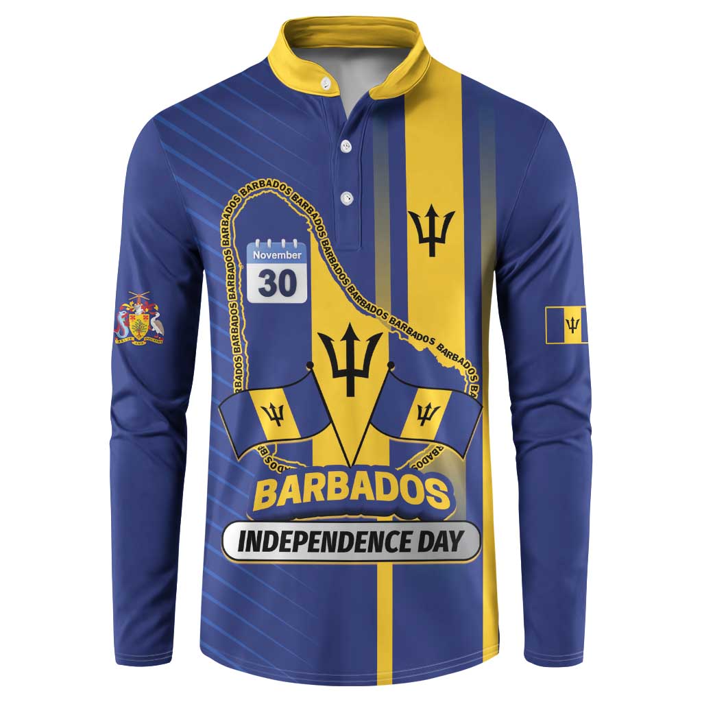 Personalized Barbados 30th November Button Sweatshirt Independence Day Flag Map - Wonder Print Shop