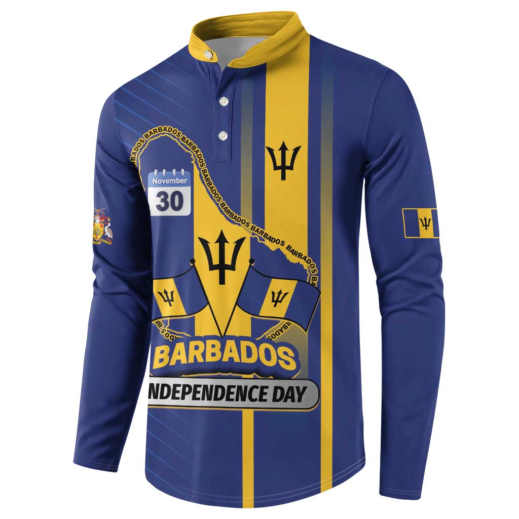 Personalized Barbados 30th November Button Sweatshirt Independence Day Flag Map - Wonder Print Shop
