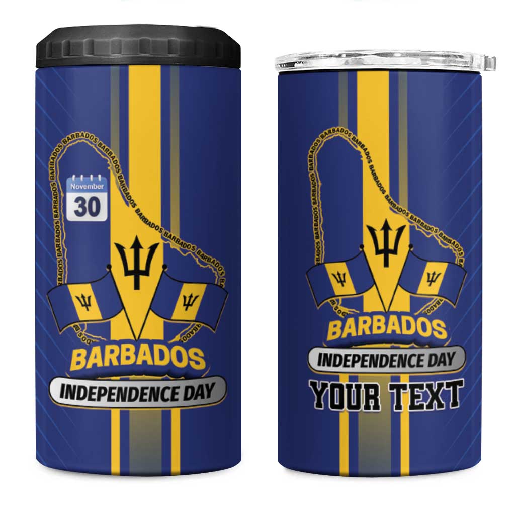 Personalized Barbados 30th November 4 in 1 Can Cooler Tumbler Independence Day Flag Map - Wonder Print Shop