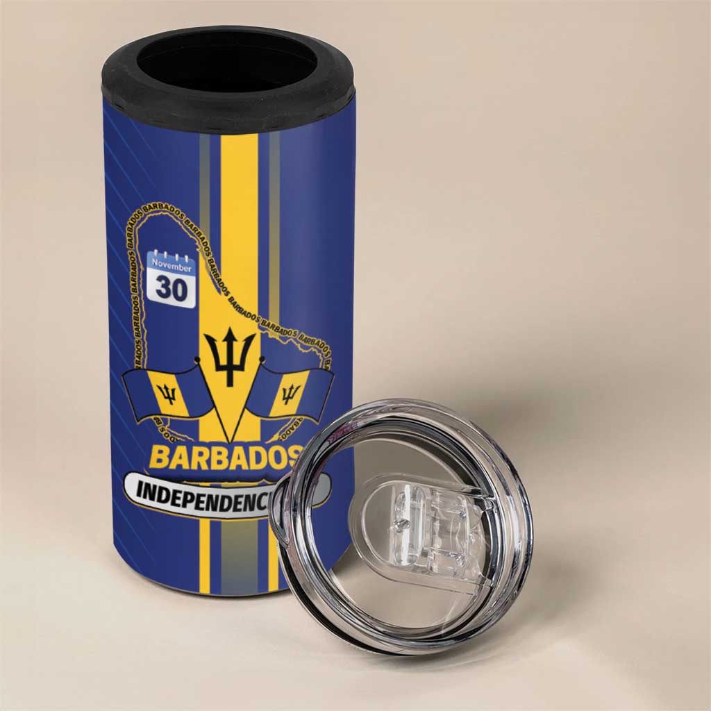 Personalized Barbados 30th November 4 in 1 Can Cooler Tumbler Independence Day Flag Map - Wonder Print Shop