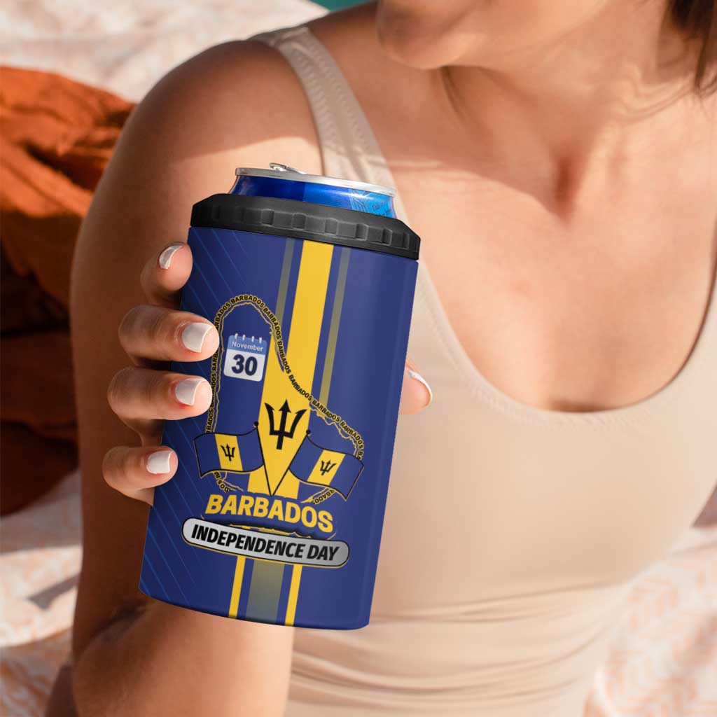 Personalized Barbados 30th November 4 in 1 Can Cooler Tumbler Independence Day Flag Map - Wonder Print Shop