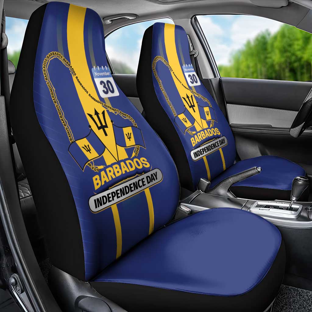 Barbados 30th November Car Seat Cover Independence Day Flag Map - Wonder Print Shop