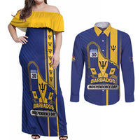 Personalized Barbados 30th November Couples Matching Off Shoulder Maxi Dress and Long Sleeve Button Shirt Independence Day Flag Map - Wonder Print Shop